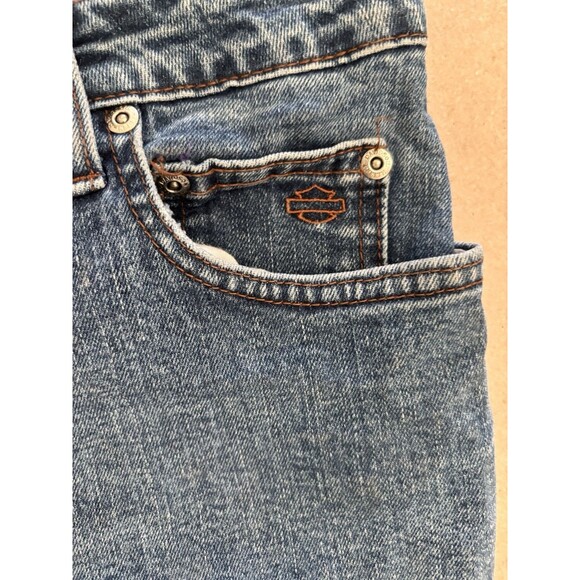 Vintage HARLEY DAVIDSON Denim Bootcut Cotton Stretch Blue Jeans Womens Size 12L - Picture 5 of 15